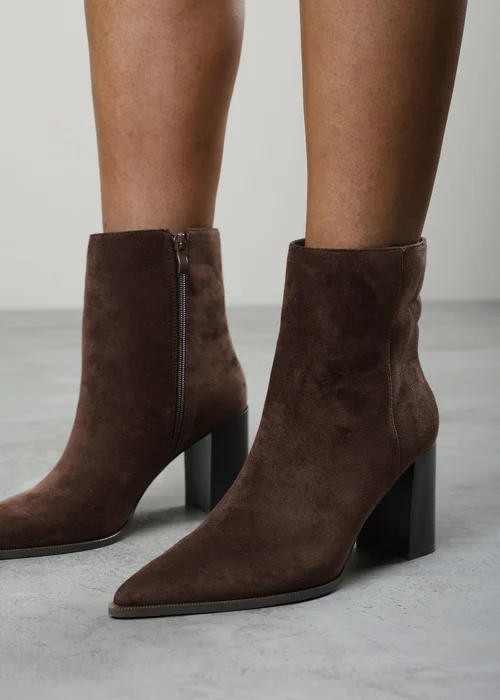Where's That From Daryna Dark Brown Stacked Heel Pointed Ankle Boot - 5 Image 2