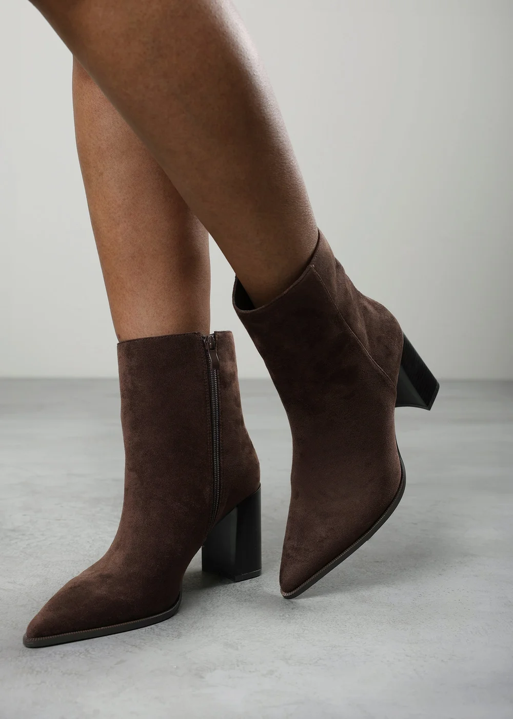 Where's That From Daryna Dark Brown Stacked Heel Pointed Ankle Boot - 5 Image 5