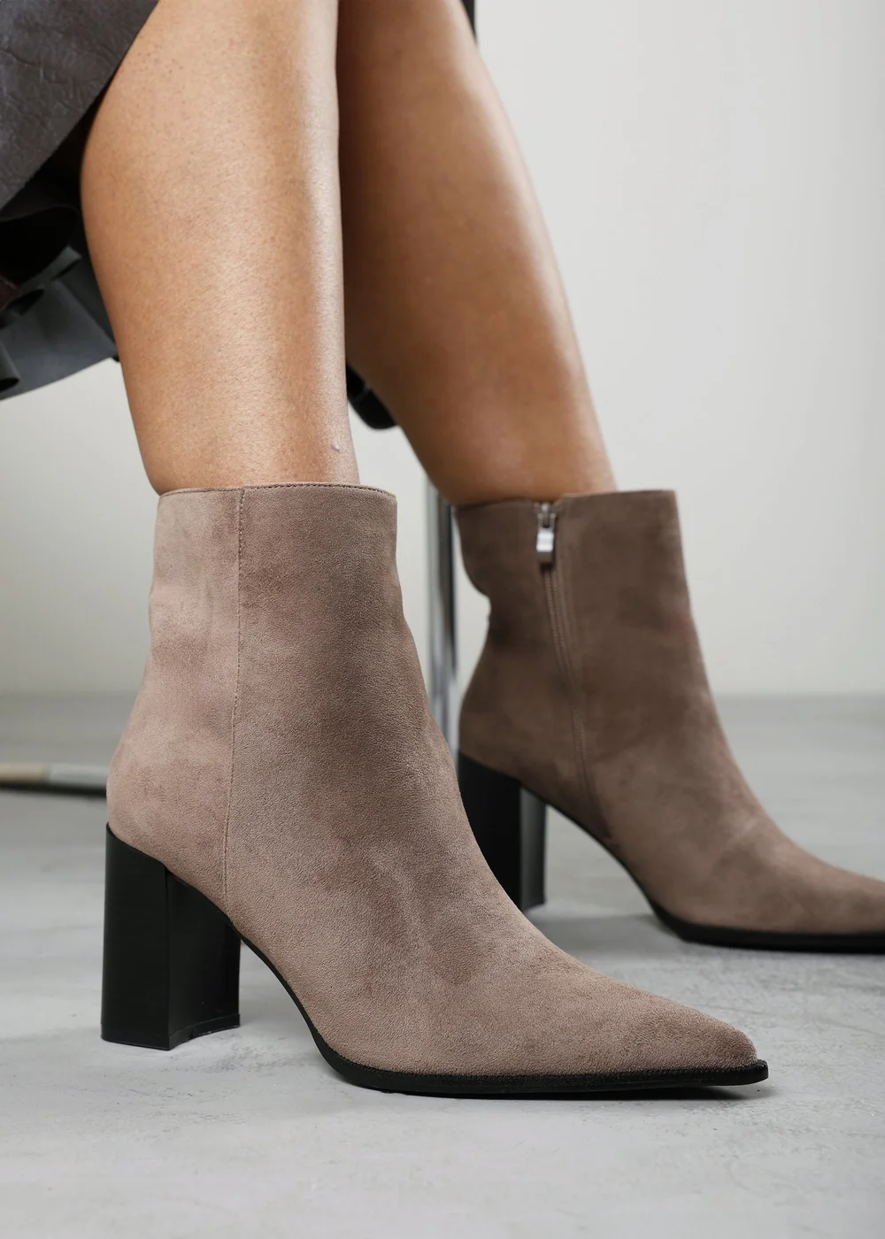 Where's That From Daryna Taupe Stacked Heel Pointed Ankle Boot - 7 Image 5