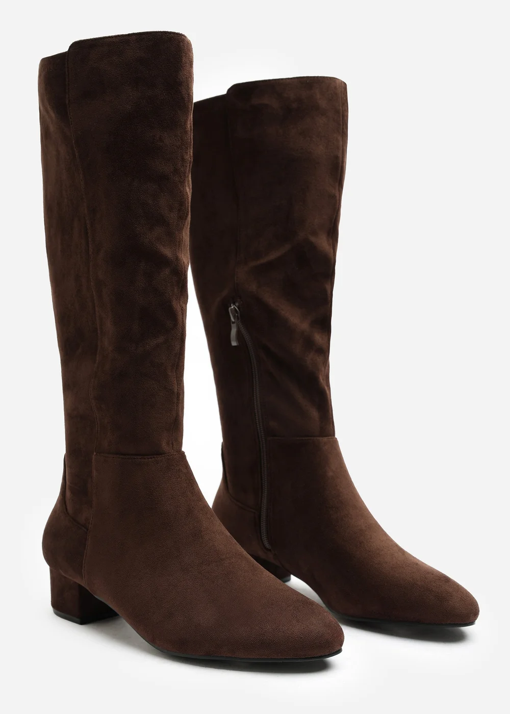 Where's That From Paislee Dark Brown Wide Fit Round Toe Block Heel Stretch Boots - 5 Wide Image 3