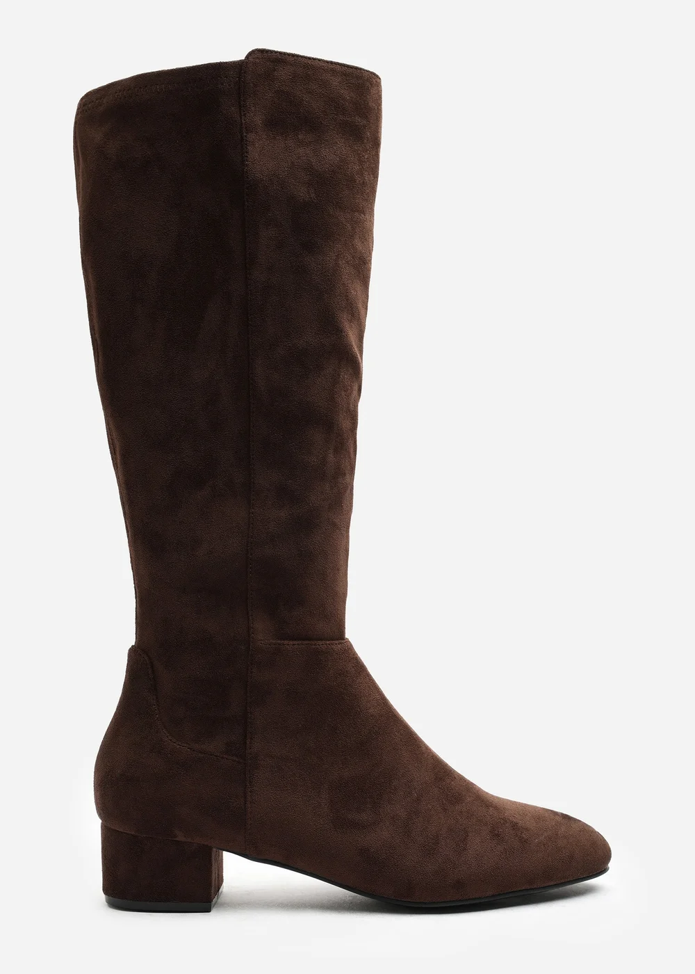 Where's That From Paislee Dark Brown Wide Fit Round Toe Block Heel Stretch Boots - 5 Wide Image 1