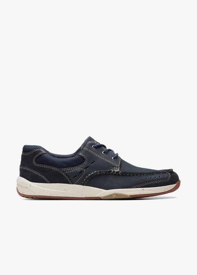 Clarks Mens Blue Allston Edge Nubuck Standard