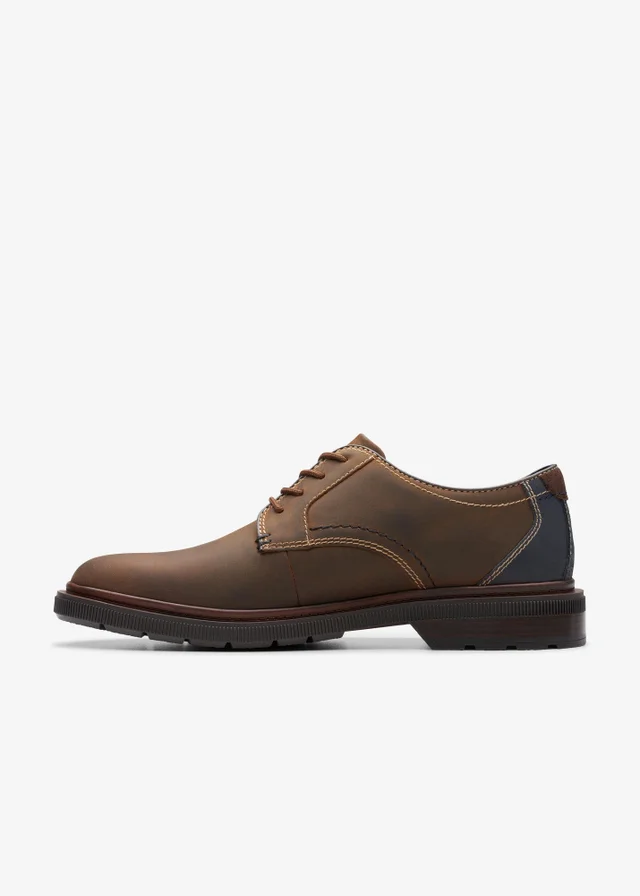 Clarks Mens Brown Burchill Derby Leather Standard