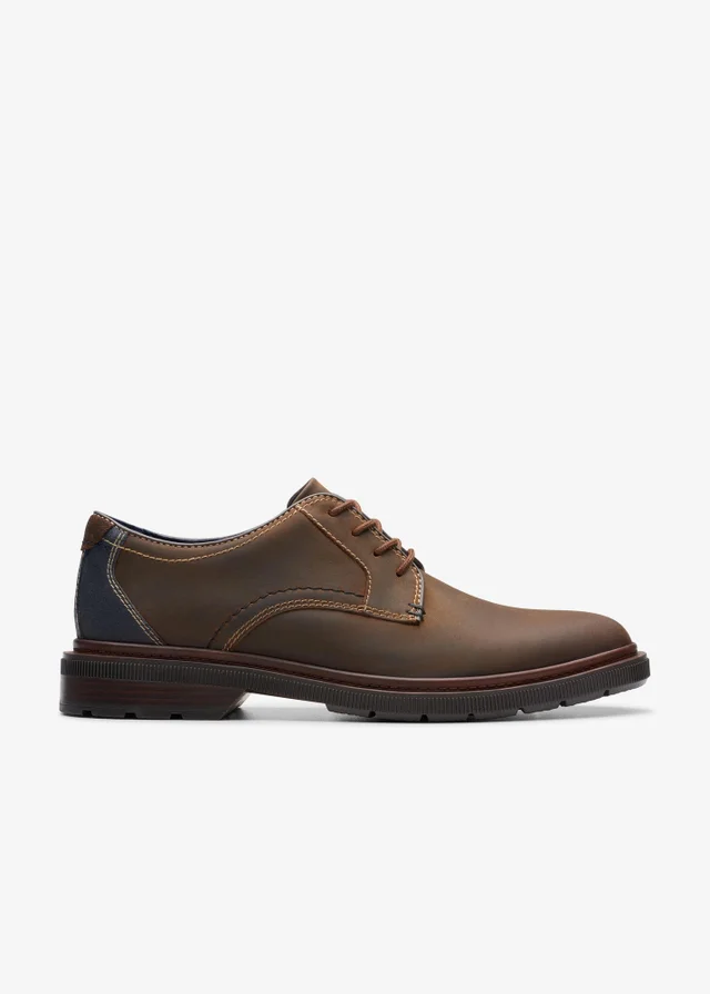 Clarks Mens Brown Burchill Derby Leather Standard
