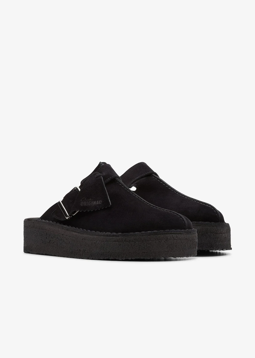Clarks Originals Womens Black Trek Wedge Mule Suede Standard - 4 Image 4