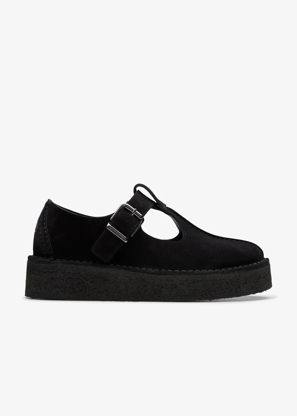Clarks Originals Womens Black Trek Wedge Tbar Suede Standard - 4.5 Image 1