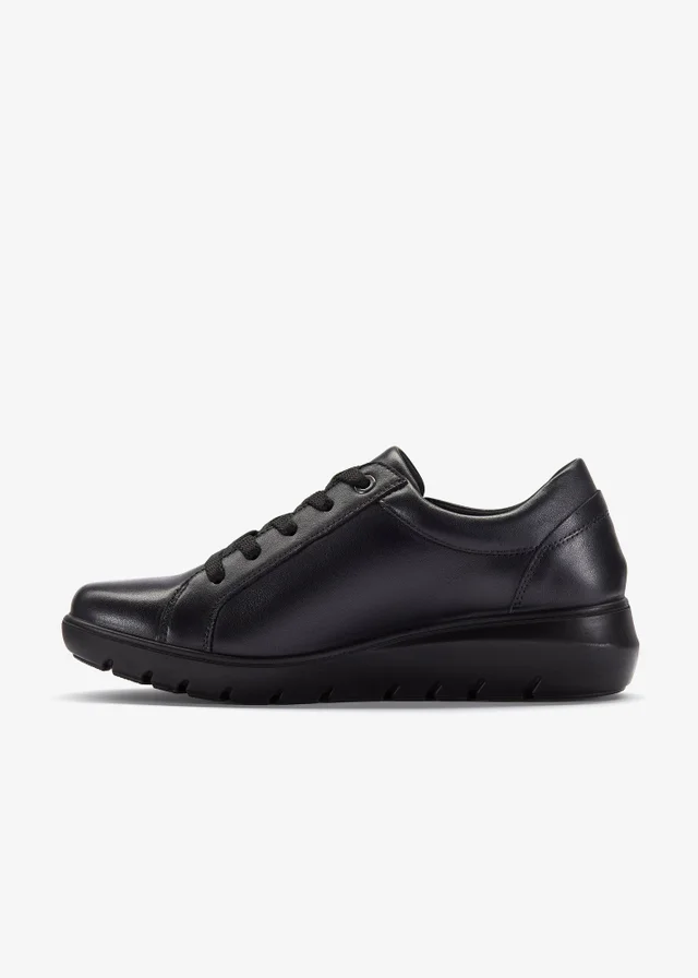 Clarks Womens Black Un Bay Lace Leather Standard