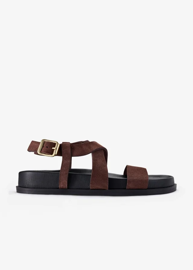 Clarks Womens Brown Zarlea Strap Suede Standard