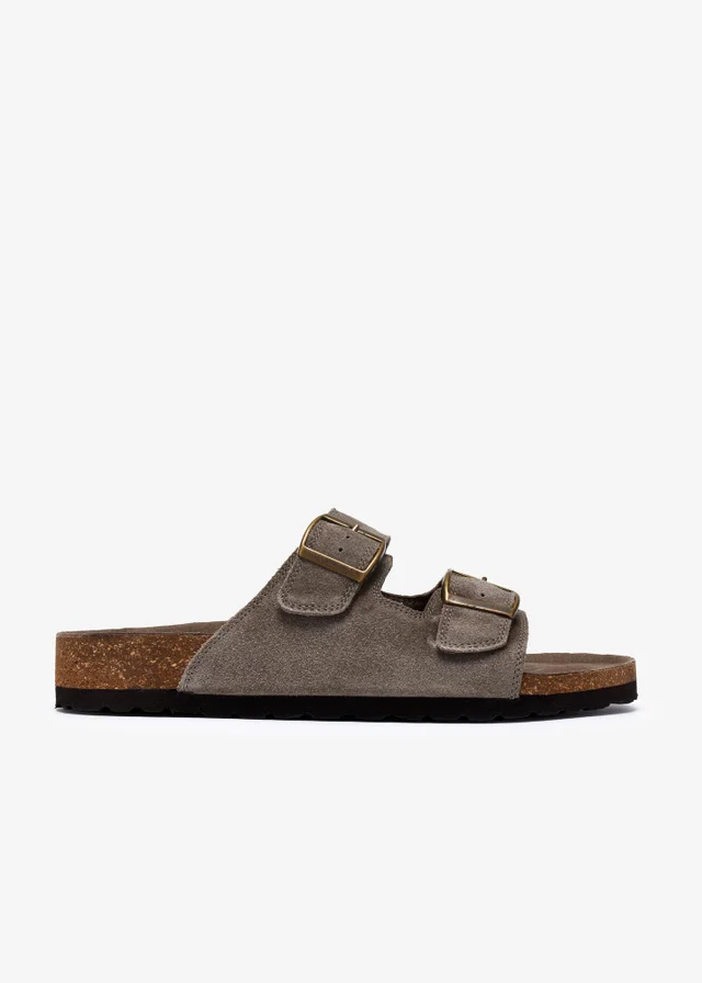 Clarks Mens Grey Wembury Strap Suede Standard