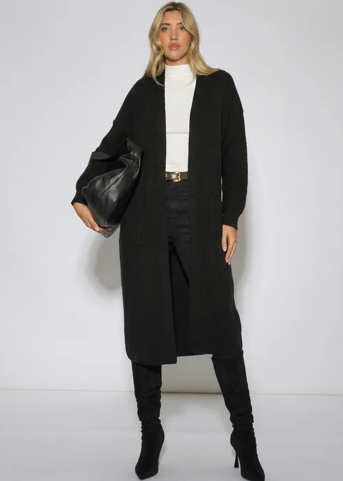 Gini London Black Edge To Edge Longline Knit Cardigan - L/XL Image 1