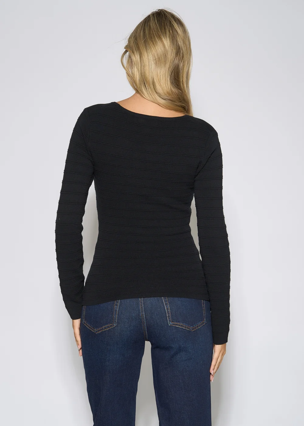 Gini London Black Square Neck Gold Button Ribbed Top - 12 Image 2