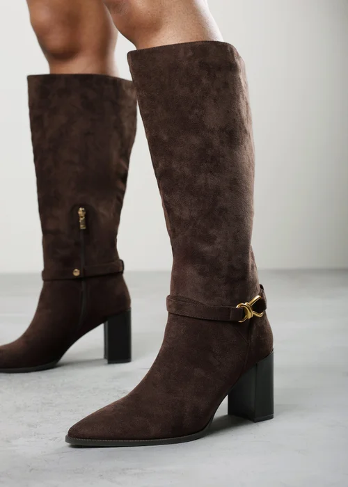 Where's That From Winona Dark Brown Knot Trim Detail Knee High Boots - 8 Image 6