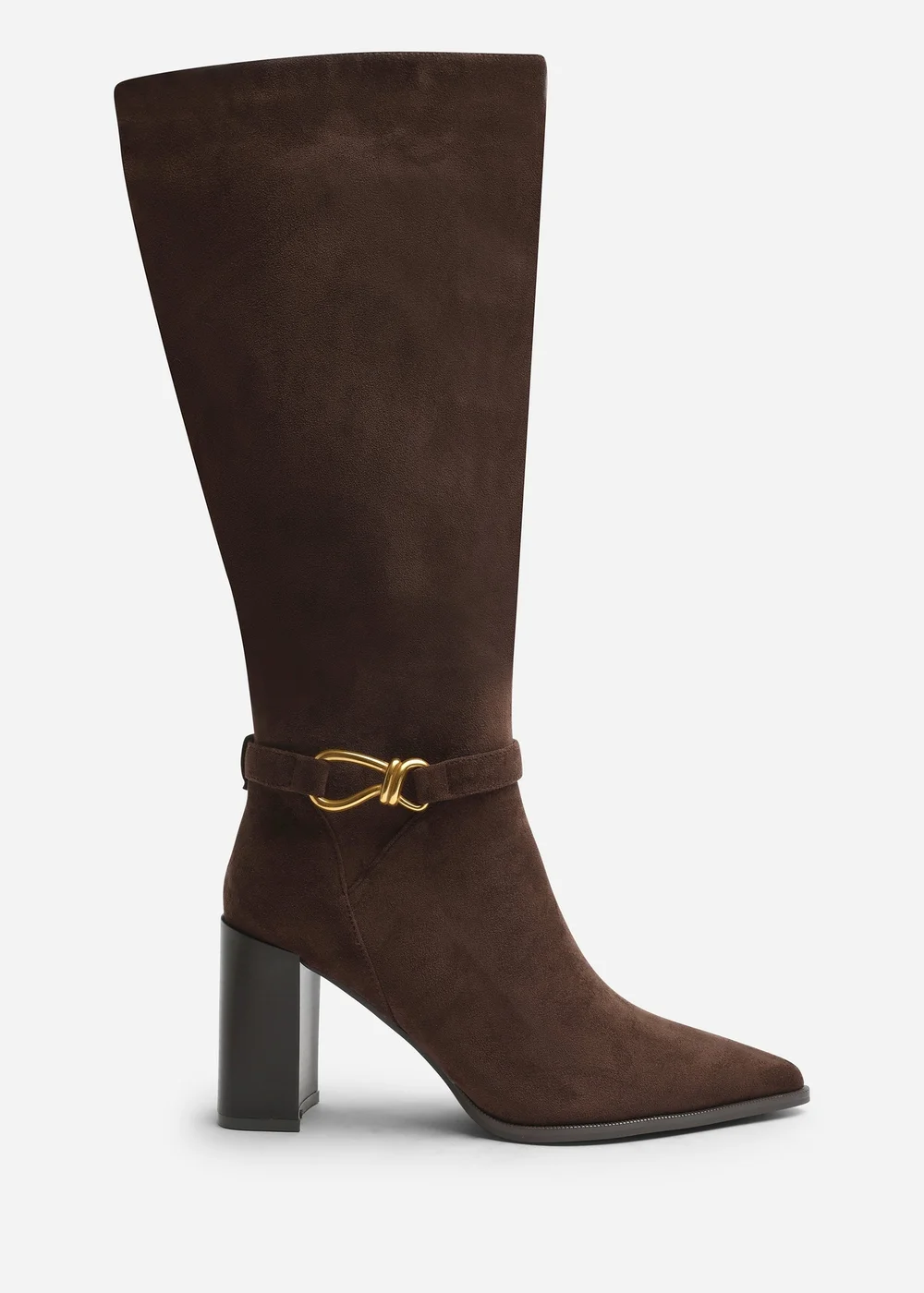Where's That From Winona Dark Brown Knot Trim Detail Knee High Boots - 4 Image 1