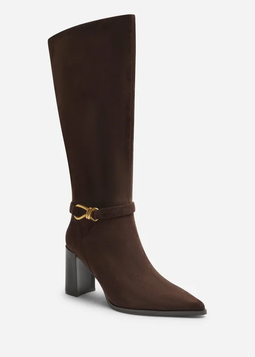 Where's That From Winona Dark Brown Knot Trim Detail Knee High Boots - 7 Image 3