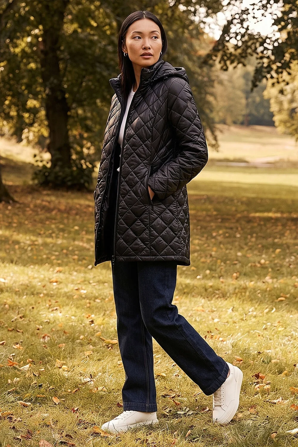 Roman Black Two Tone Diamond Quilted Coat - 16 Image 3