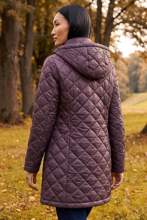 Roman Mauve Two Tone Diamond Quilted Coat - 12 Image 4