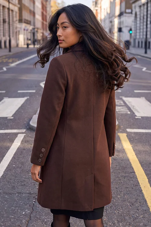Roman Taupe Petite Collared Button Front Coat - 18 Image 3