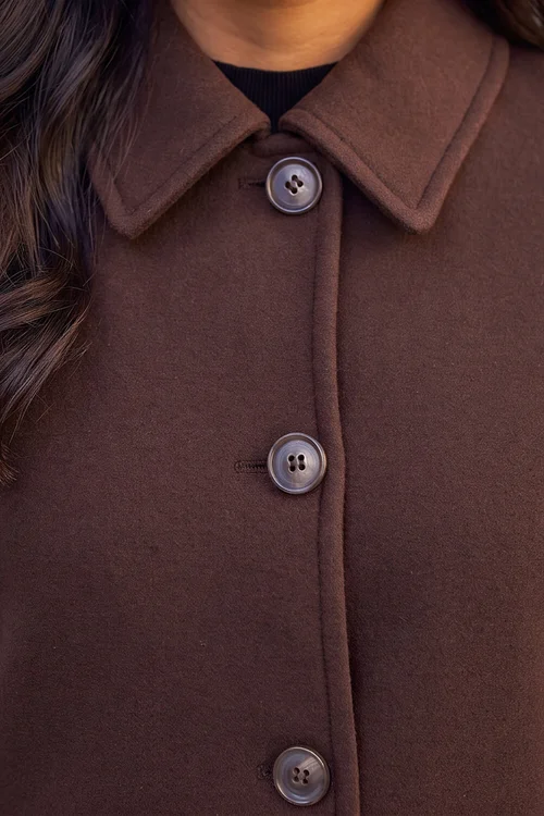 Roman Taupe Petite Collared Button Front Coat - 18 Image 4