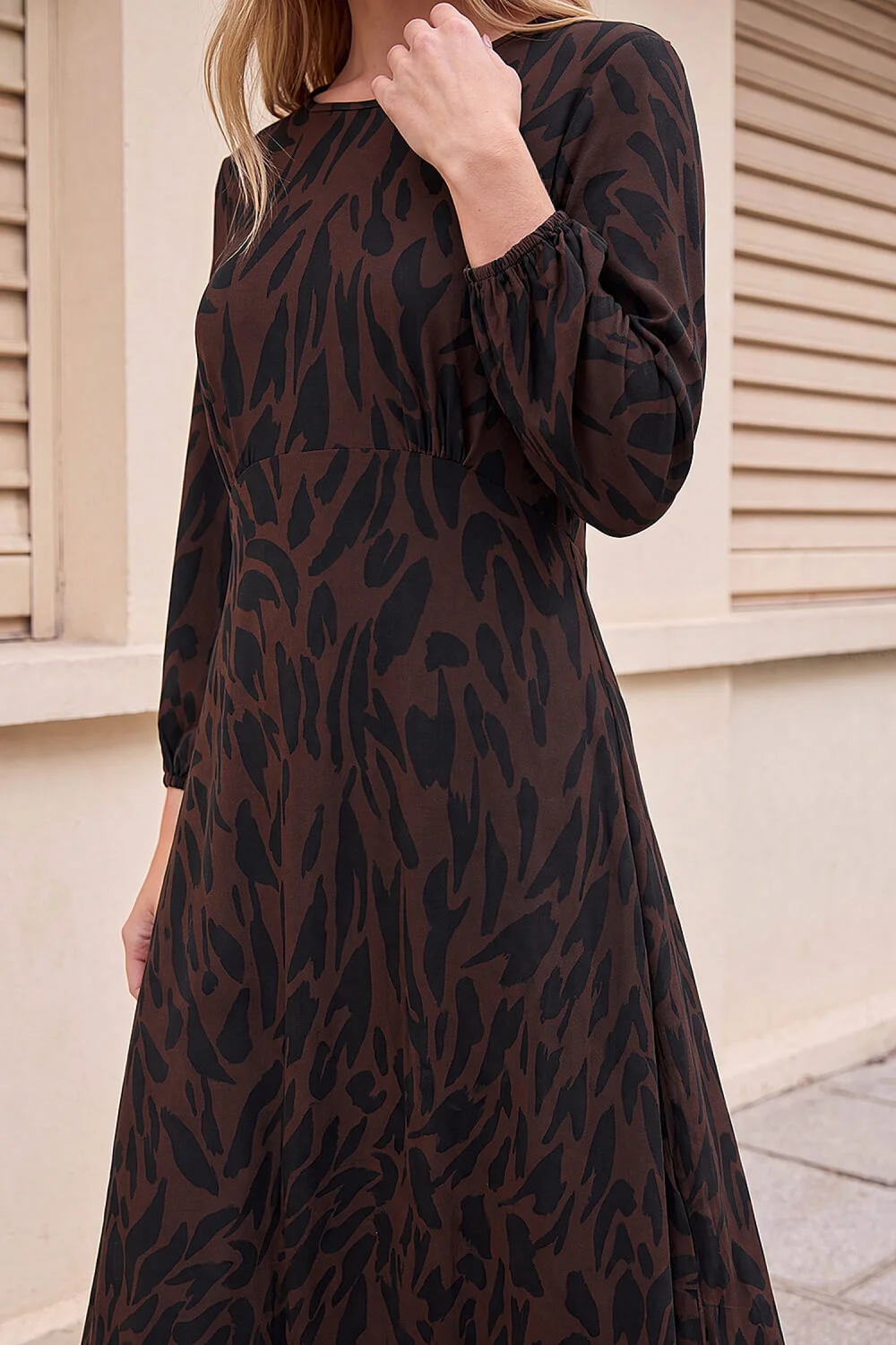 Roman Chocolate Animal Print A-Line Midi Dress - 20 Image 4