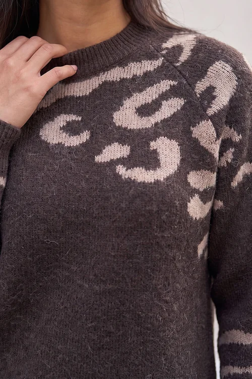 Roman Chocolate Petite Animal Print Jumper - 8 Image 4