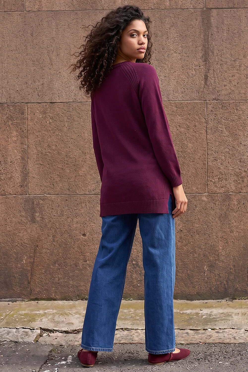 Roman Plum Petite Longline Knit Jumper - 18 Image 3