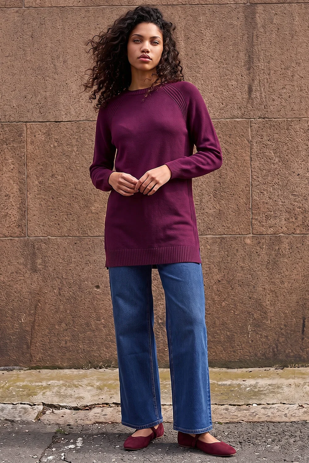 Roman Plum Petite Longline Knit Jumper - 18 Image 2