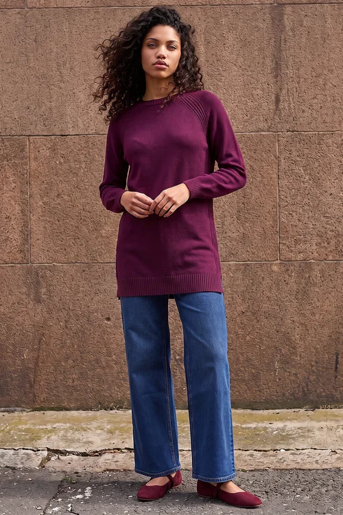 Roman Plum Petite Longline Knit Jumper - 18 Image 2