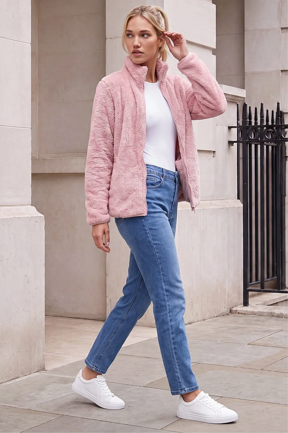 Roman Light Pink Sherpa Fleece Jacket - S Image 3