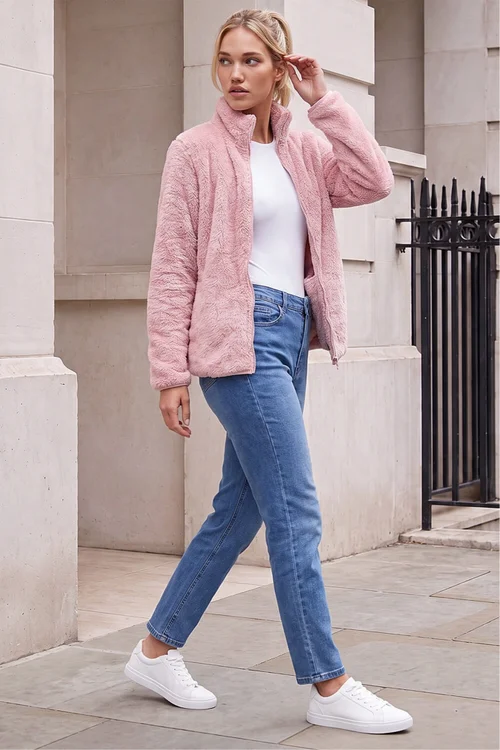 Roman Light Pink Sherpa Fleece Jacket - S Image 3