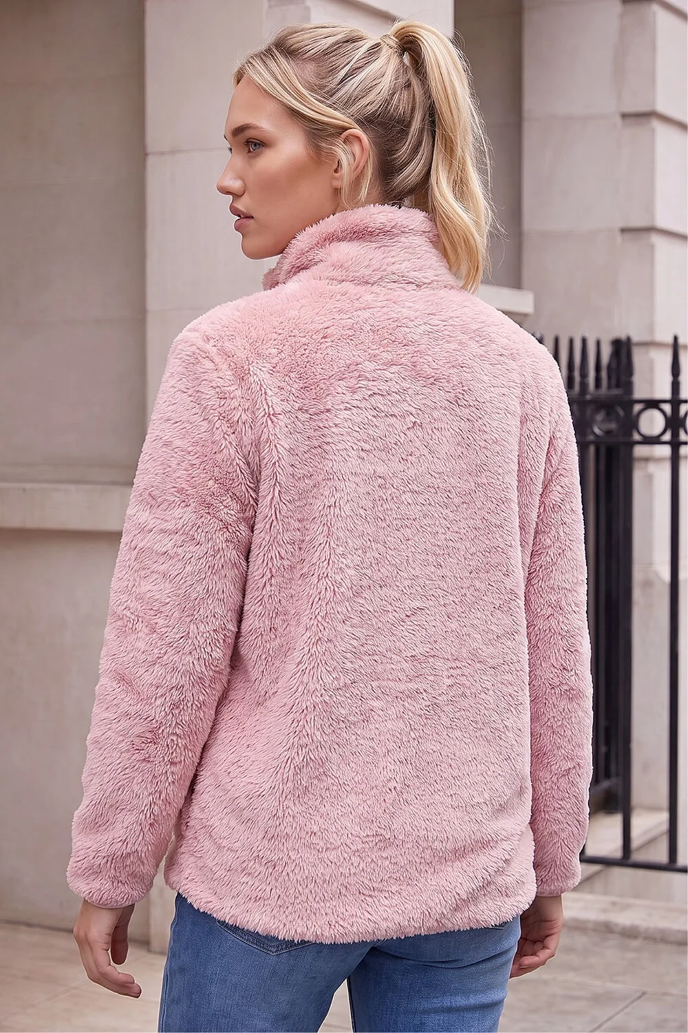 Roman Light Pink Sherpa Fleece Jacket - S Image 4