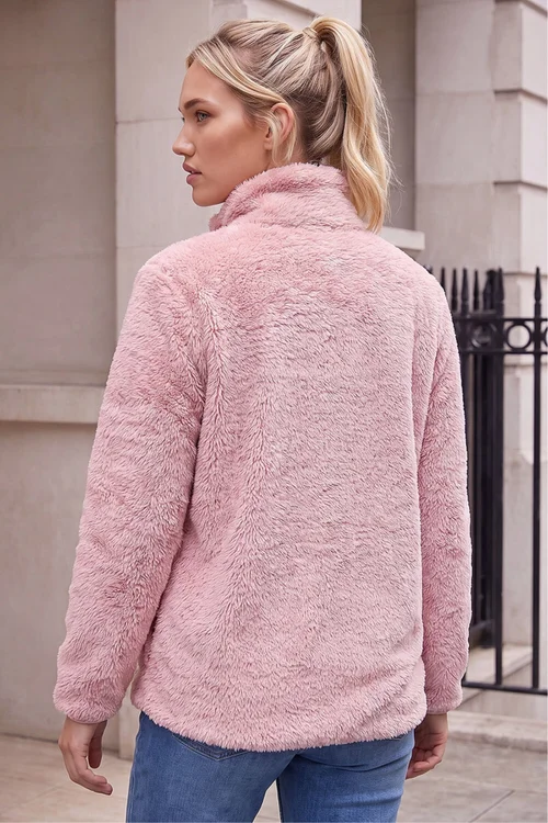 Roman Light Pink Sherpa Fleece Jacket - S Image 4