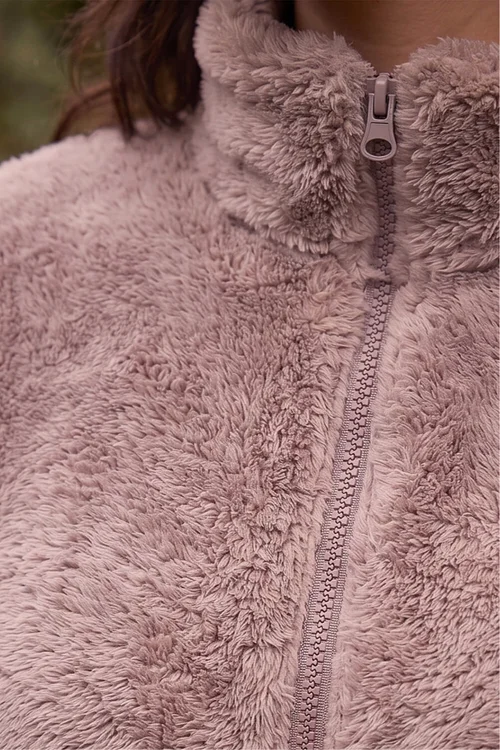Roman Mocha Sherpa Zip Neck Fleece Jacket - 18 Image 4