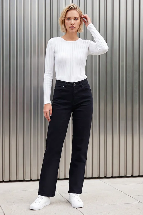 Roman Black Straight Leg Stretch Jeans - 12 Image 2