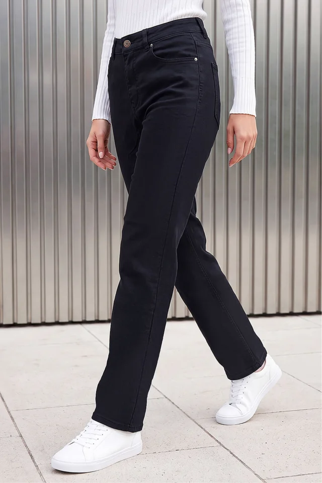 Roman Black Straight Leg Stretch Jeans