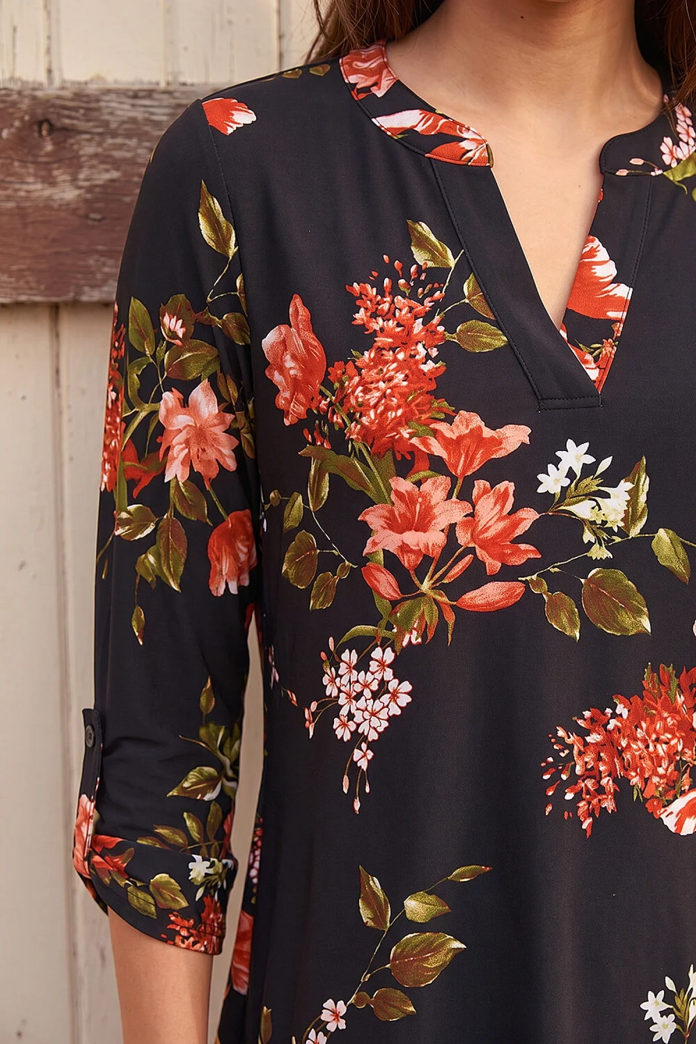 Roman Red Floral Print Pocket Front Tunic Top - 18 Image 4