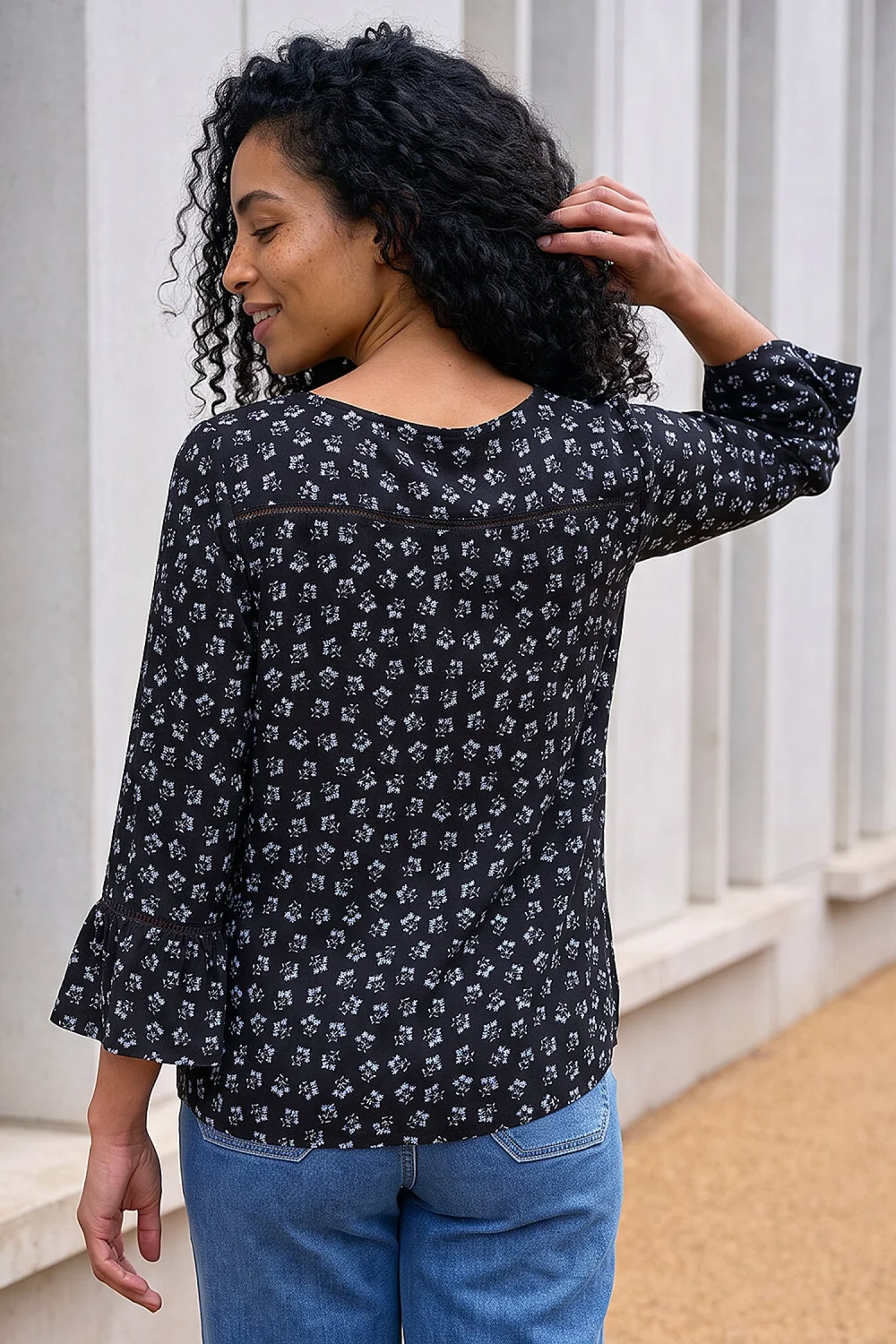 Roman Blue Ditsy Square Neck Top - 18 Image 3
