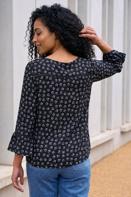 Roman Blue Ditsy Square Neck Top - 18 Image 3