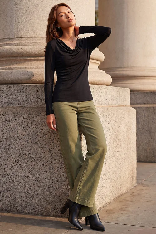 Roman Black Cowl Neck Top - 16 Image 2