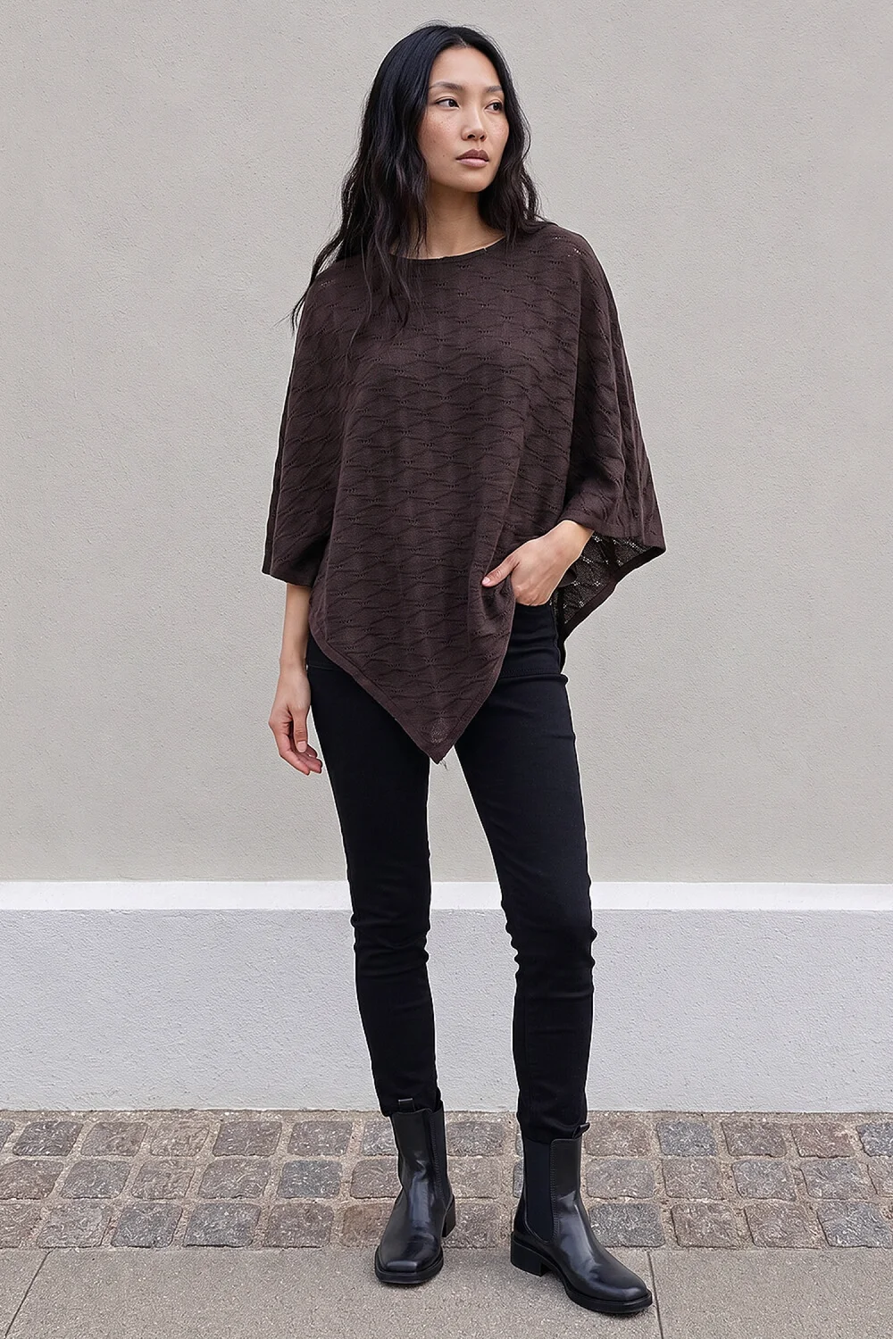 Roman Chocolate Textured Cape Top - S Image 3