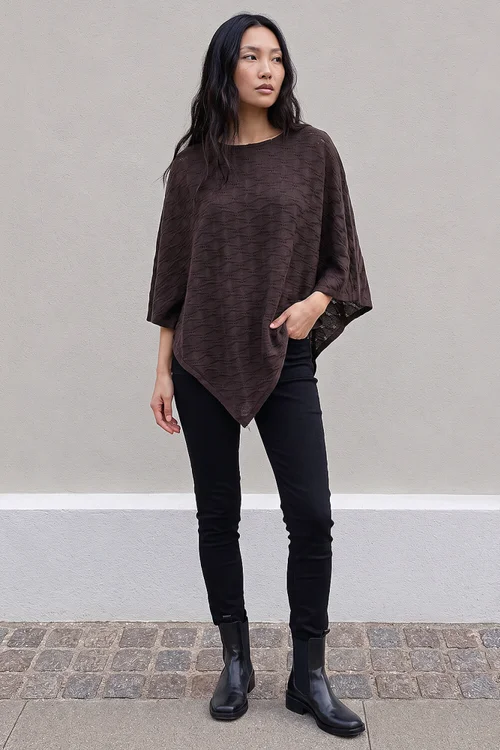 Roman Chocolate Textured Cape Top - S Image 3