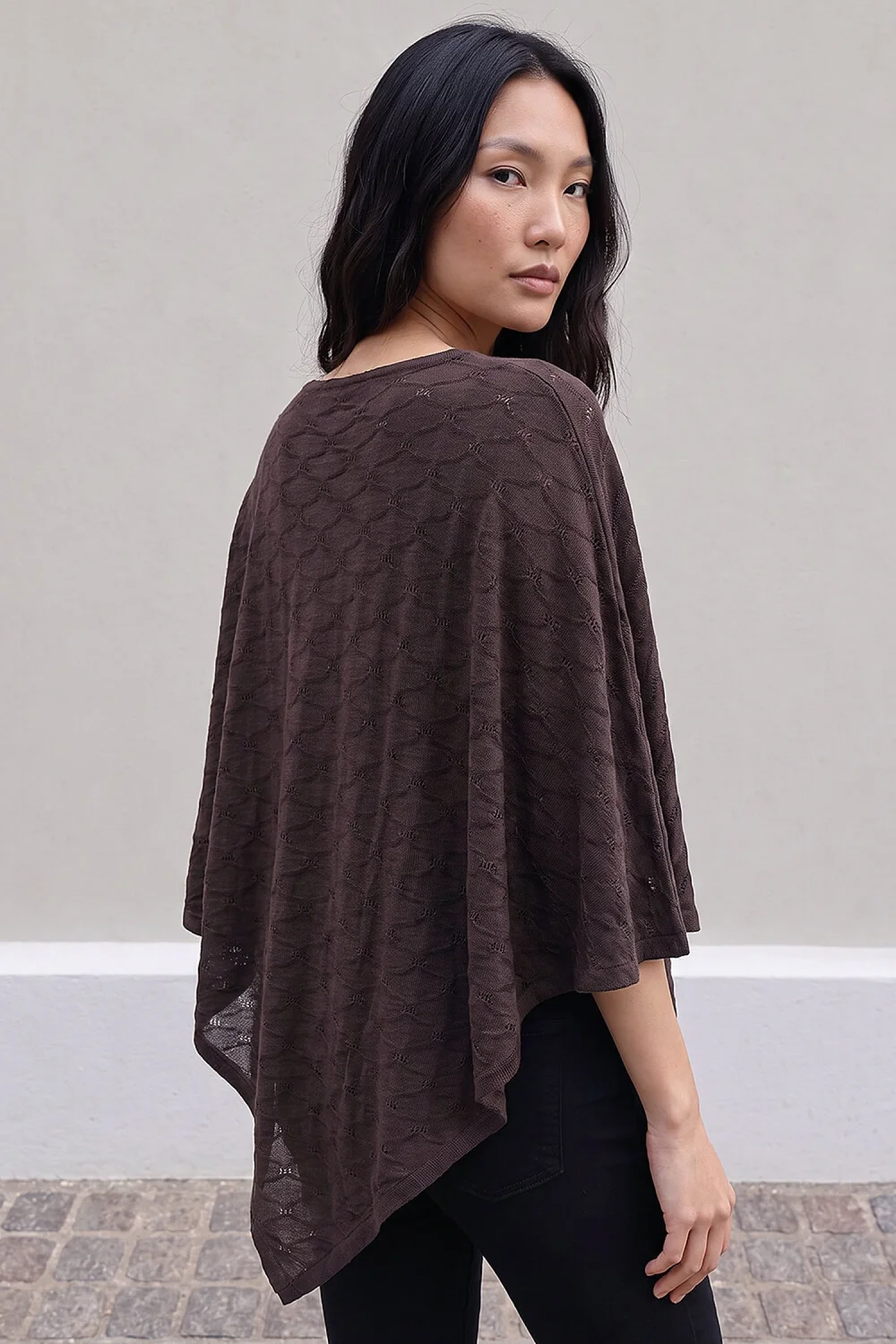 Roman Chocolate Textured Cape Top - S Image 2