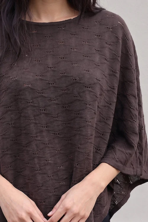 Roman Chocolate Textured Cape Top - S Image 4