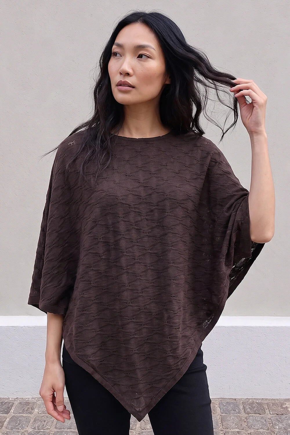 Roman Chocolate Textured Cape Top - S Image 1