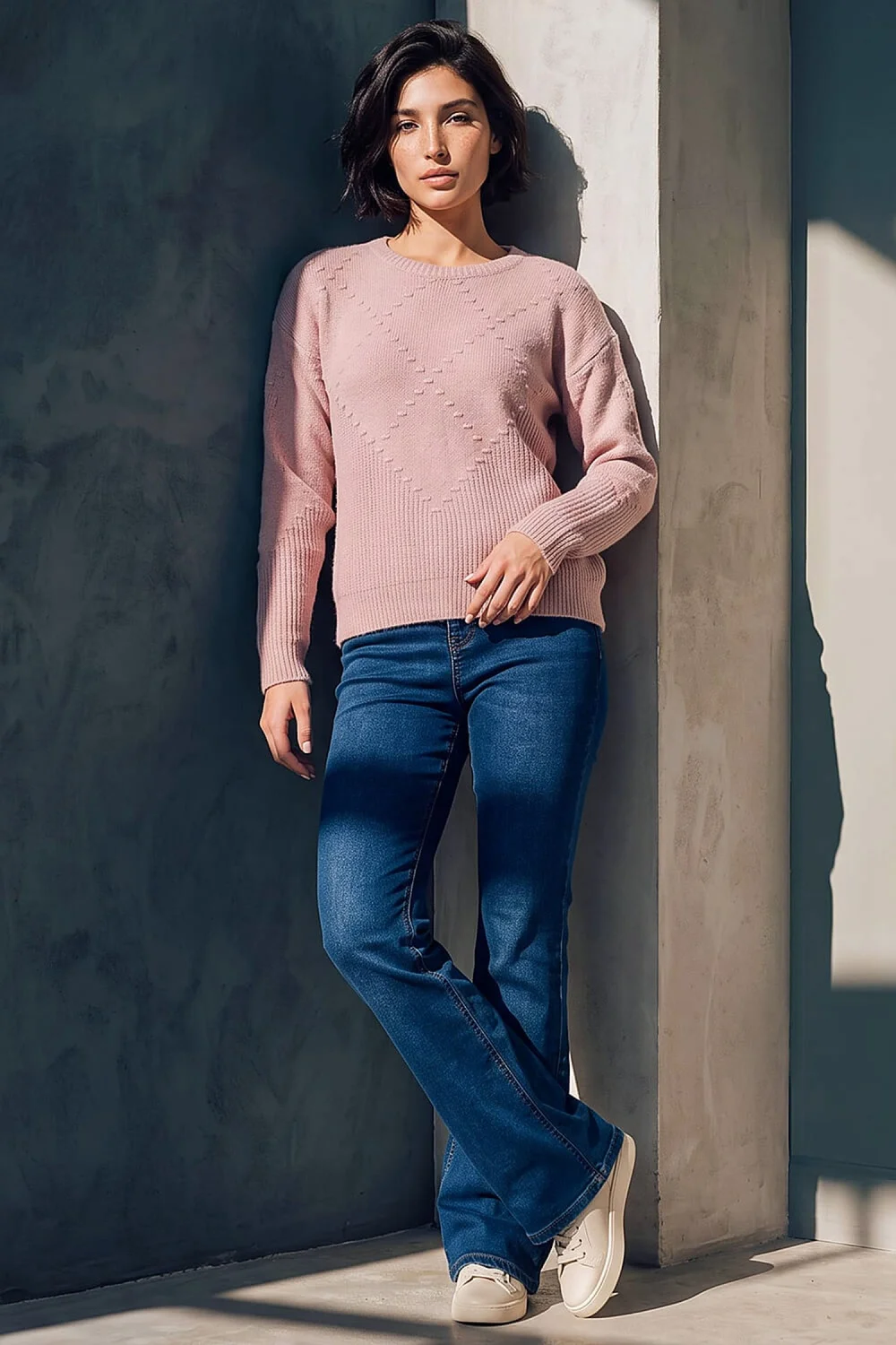 Roman Light Pink Petite Bobble Contrast Knit Jumper - 14 Image 2