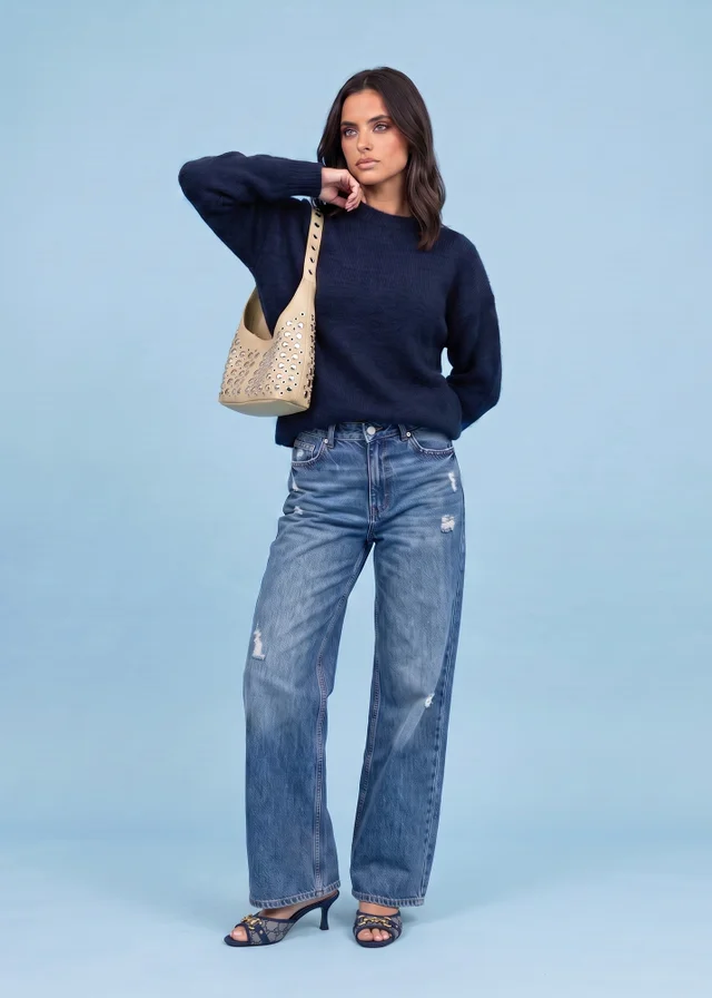 Urban Bliss Navy Wool Blend Longline Jumper