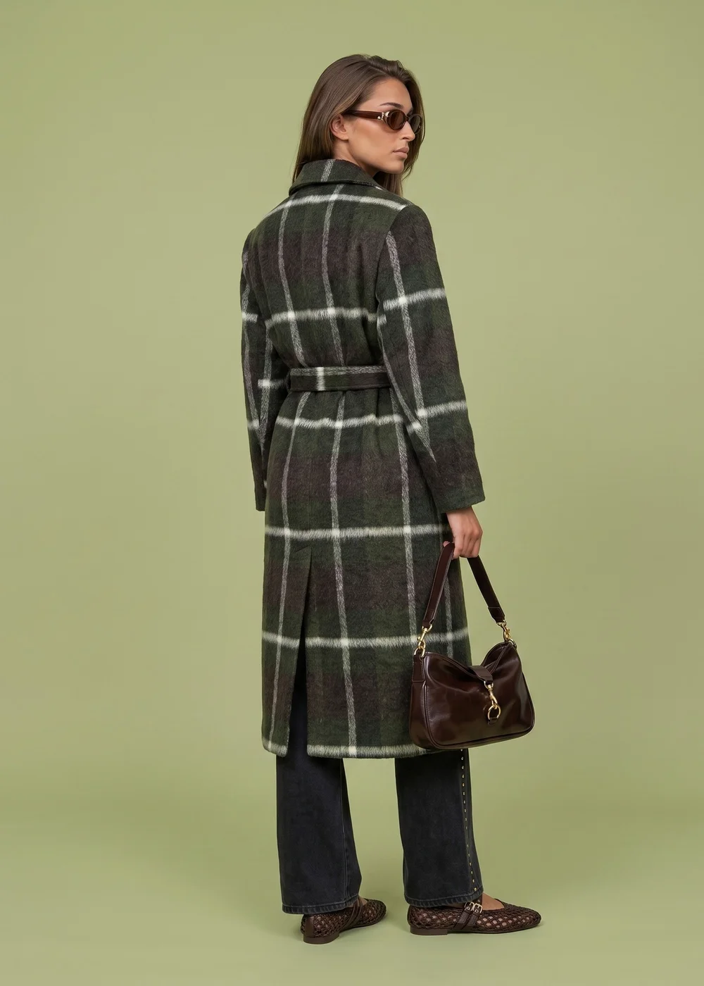 Urban Bliss Green Check Belted Coat - 14 Image 2