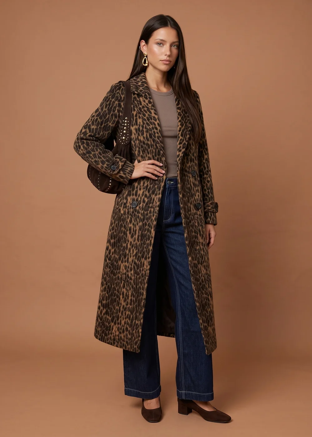 Urban Bliss Brown Leopard Print Formal Coat - 18 Image 2