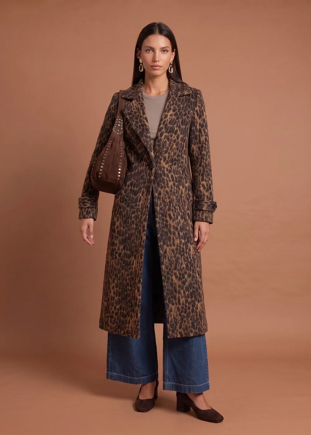 Urban Bliss Brown Leopard Print Formal Coat - 18 Image 1