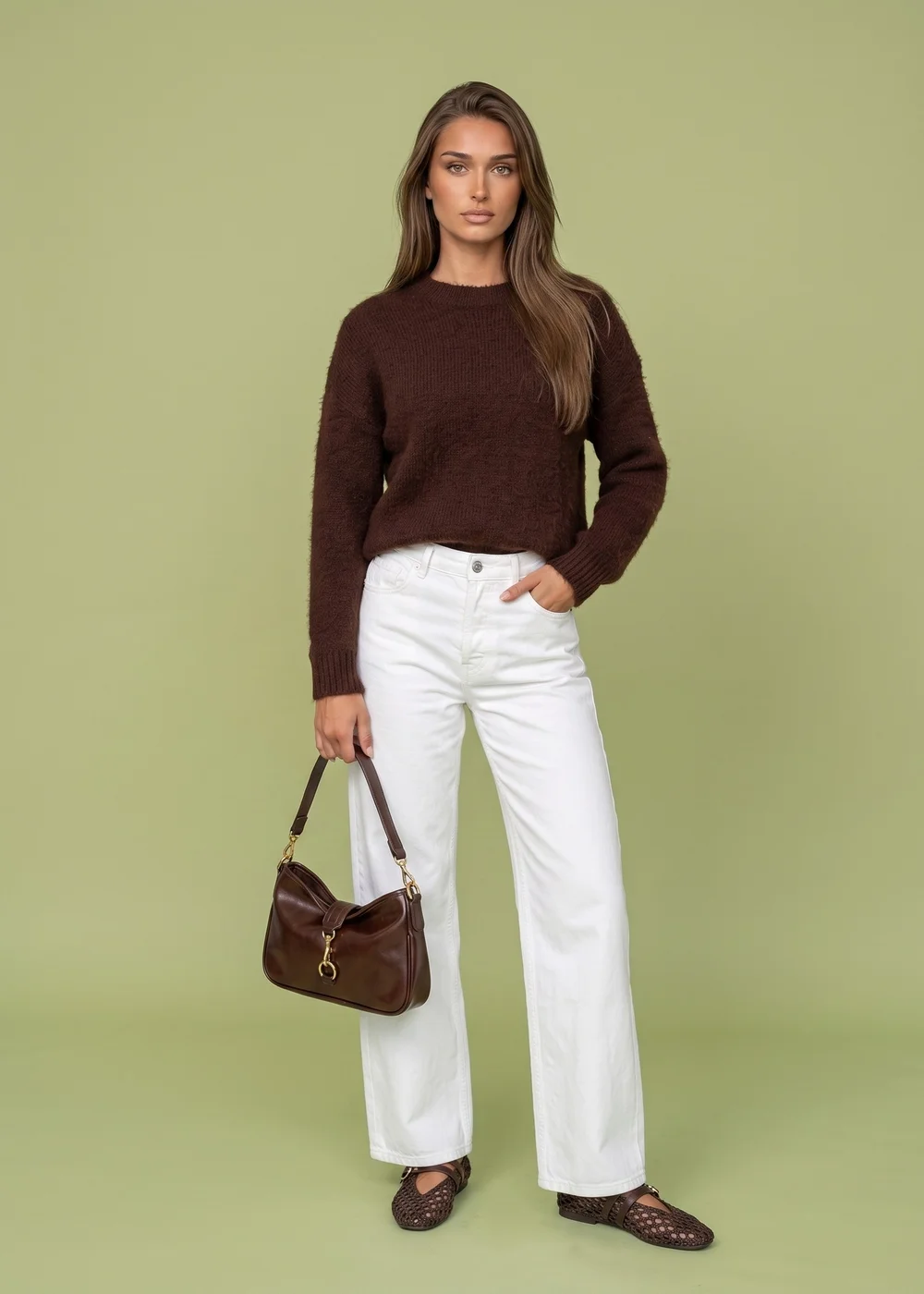 Urban Bliss Chocolate Wool Blend Jumper - L Image 1