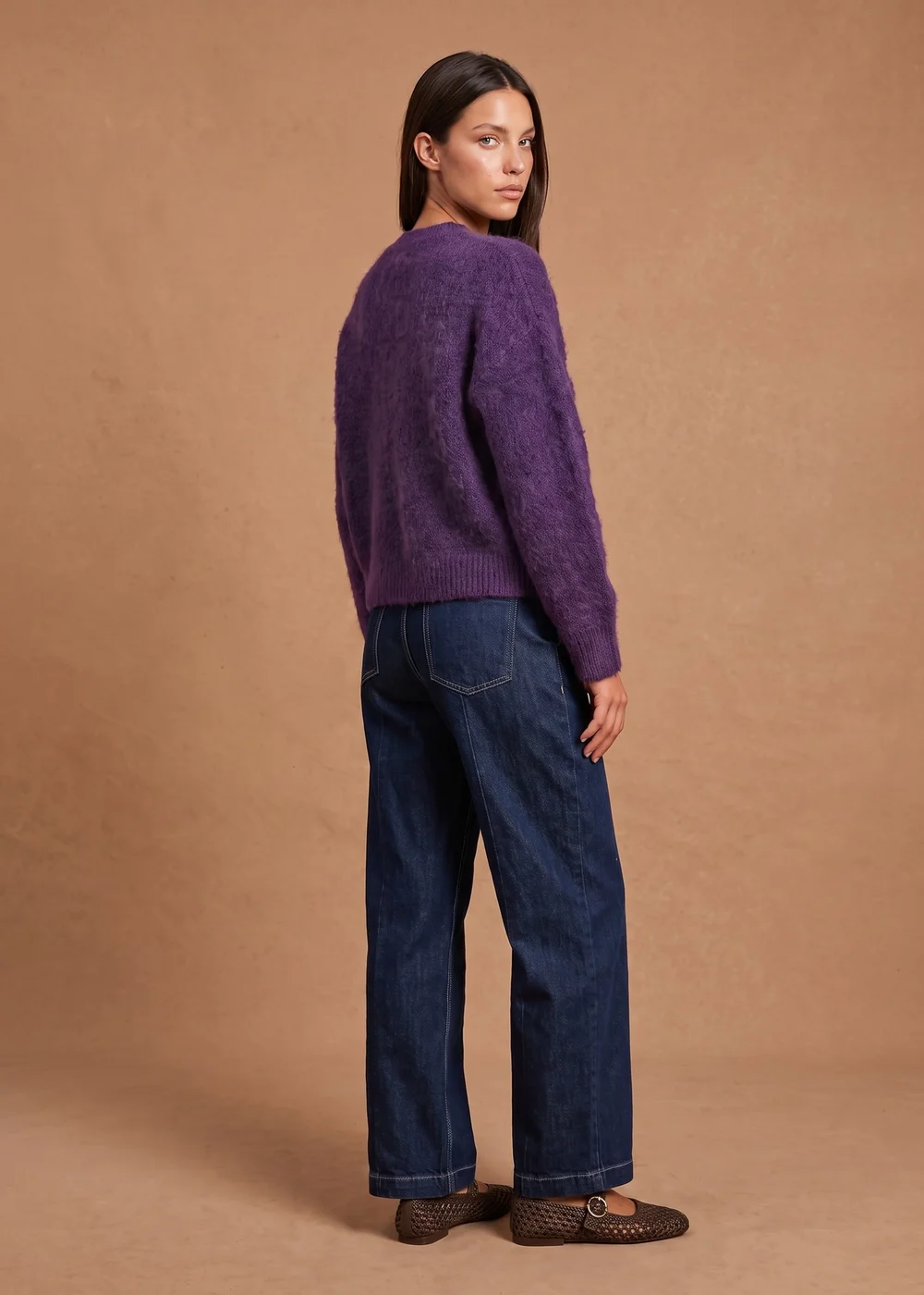 Urban Bliss Purple Wool Blend V Neck Jumper - L Image 3